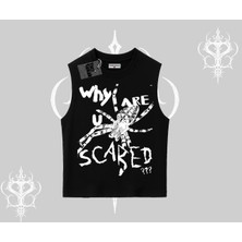 Beyaz Kolsuz Tişört Why Are U Scared