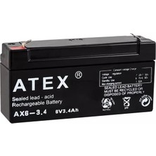Atex 6 Volt - 3.4 Amper Yatık Akü