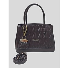 Basarideri Kapitone Desenli Aksesuar Detaylı Kadın Çanta Kahverengi