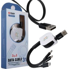 PM-26346 3 In 1 Siyah Şarj Kablosu