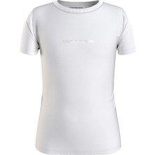 Calvin Klein Kadın Beyaz Calvin Klein Metallıc Chest Logo Kadın Beyaz T-Shirt