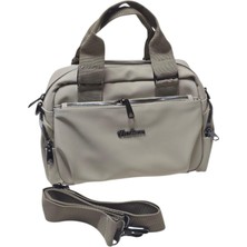 Basarideri Kadın Omuz ve El Çantası - Soft Paraşüt Kumaş - Suya Dayanıklı - 5 Gözlü Vizon