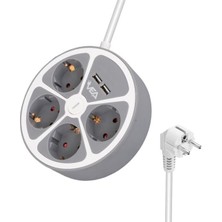 Vea VE-G604YU 4'lü 2 Usb’li Anahtarlı 1.5 Metre Grup Priz