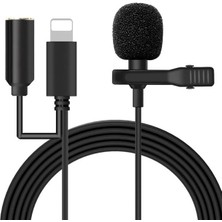JH-041-A Cep Telefonu Için Ligthning Girişli Youtuber Yaka Mikrofonu