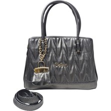 Basarideri Kapitone Desenli Aksesuar Detaylı Kadın Çanta Antrasit