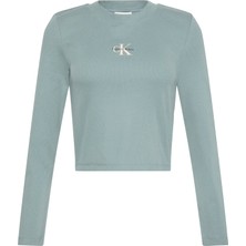 Calvin Klein Kadın Turkuaz Calvin Klein Ls Monologo Baby Tee Kadın Turkuaz Uzun Kollu T-Shirt