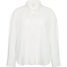 Calvin Klein Kadın Beyaz Calvin Klein Crisp Poplin Oversized Cropped S Kadın Beyaz Gömlek