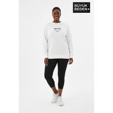 Superlife Kadın Büyük Beden Milano Italia Baskılı Bisiklet Yaka Ince Sweatshirt SPR26BSWK956-9