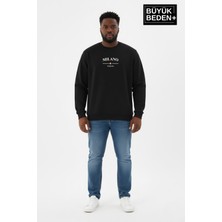 Superlife Erkek Büyük Beden Milano Italia Baskılı Bisiklet Yaka Ince Sweatshirt SPR26BSW956-9