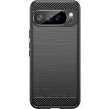 Microcase Google Pixel 10 Pro Xl ile Uyumlu Brushed Carbon Fiber Silikon Kılıf - Siyah AL3332