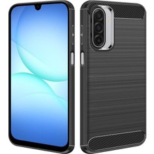 Microcase Samsung Galaxy A17 5g ile Uyumlu Brushed Carbon Fiber Silikon Kılıf - Siyah AL3332