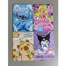 Ada Çanta Kırtasiye 4 Adet Stickerli Boyama Kitabı (Stitch/barbi/kuromi/capybara) AD555989