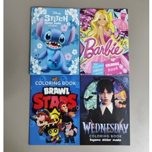 Ada Çanta Kırtasiye 4 Adet Stickerli Boyama Kitabı (Stitch/barbi/wednesday/brawlstars) AD555985