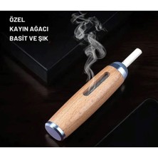 Lüks Kayın Ağacı Araç Tutucu. Portatif Küllük, Kül Dökülmez. Şık ve Dayanıklı