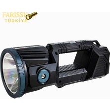 Farissu Güneş Enerjili P50 LED 180° Dönebilen Başlıklı Powerbank\'li Profesyonel El Feneri & Projektör (6600MAH)