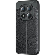 Microcase Xiaomi Redmi Note 15 ile Uyumlu Leather Serisi Deri Efekt Silikon Kılıf - Siyah AL3337