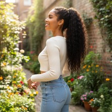 Seçkin Trend Lastik Tokalı At Kuyruğu Kabarık Afro Dalgalı  / Kahverengi