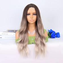 Seçkin Trend Rus Kumralı Beyaz Platin Ombre ve Röfleli Tül Peruk