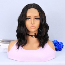 Seçkin Trend Siyah Karamel Işıltılı Fiber Sentetik Tül Peruk