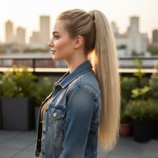 Seçkin Trend Lastik Tokalı At Kuyruğu Düz / Kumral Beyaz Platin Röfle