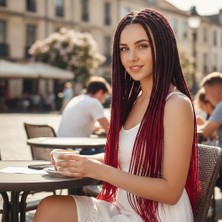 Seçkin Trend Afrika Örgüsü ve Rasta Için Sentetik Ombreli Saç / Siyah / Kızıl