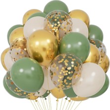 40 Parçalı Küf Gold Krem Şeffaf Balonlu Doğum Günü Parti Seti Süsü