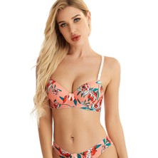 Eces Desing Kadın Çiçek Desenli Destekli Sütyen Külot Takımı