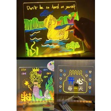 Renkli LED Işıklı Yazı ve Çizim Tahtası, Yaratıcı Eğitici Kalemli