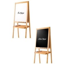 Feyza Design Çift Taraflı Katlanabilir Ahşap Yazı Tahtası Seti, Renkli Tebeşir ve Kalem Dahil