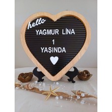 Feyza Design Özelleştirilebilir Ahşap Kalp Çerçeveli Mesaj Panosu Beyaz Harf Seti