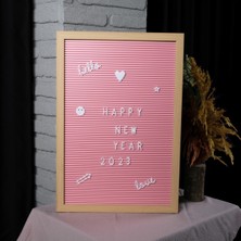 Feyza Design Büyük Boy Pembe Yazı Panosu ile Mesajlarınızı Güzelce Paylaşın, 2 Adet Harf Seti Hediye