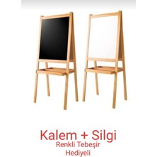 Çift Taraflı Ahşap Çocuk Yazı Tahtası ve Kalem Seti Hediyeli