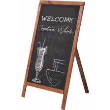 Feyza Design Ahşap Menü Yazı Tahtası, 3 Ayak, 60X100 Cm, Şık ve Fonksiyonel