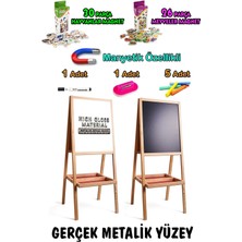 Feyza Design Ahşap Çocuk Yazı Tahtası, Metal Detaylı Eğlenceli Öğrenme Oyunu