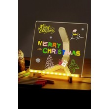 Neon LED Işıklı Yazı Çizim Tahtası 20X20 Cm, 7 Kalem ve Stant Hediye