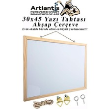 Feyza Design Beyaz Yazı Tahtası, 30X45 Cm, Laminant, Ahşap Çerçeveli, Askılı, Duvara Monte