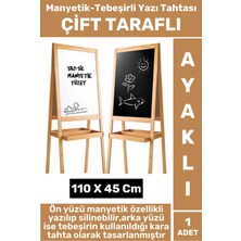 Çift Taraflı Manyetik Ahşap Yazı Tahtası 110X45 cm
