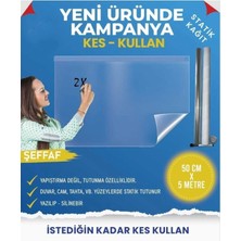 Şeffaf Statik Kes Kullan Kağıdı 50CM x 5m, Akıllı ve Çok Amaçlı