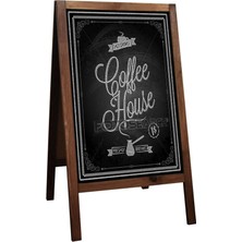 Ayaklı Çift Taraflı Ahşap Menü ve Kara Tahta 95X60 cm