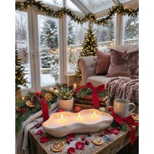 Dekorea El Yapımı mermer damarlı Kase – Beyaz İnci Tozu Mum