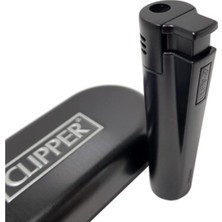 CLİPPER Metal Siyah Turbo Jet Çakmak + 1 Adet Gaz