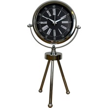 Anadolu Box Zentime Krom Şık Üç Ayaklı Masa Saati