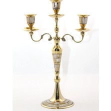 Just Cheap Store Pirinç Sedefli 3'lü Şamdan 26096