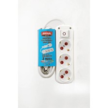 Just Cheap Store Amiral 3' Lü Topraklı Anahtarlı 2 Metre Kablolu Grup Priz