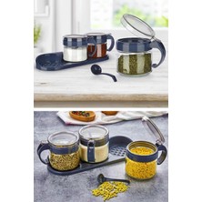 Pazarcan Baharat Seti 3 Adet Kaşıklı Standlı Cam Baharatlık