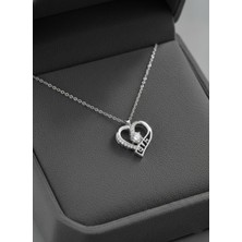 Modahilye 925 Ayar Gümüş Kalpli Tektaş Kolye