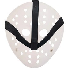 Pazarcan Beyaz Renk Kırmızı Çizgili Tam Yüz Hokey Jason Maskesi Hannibal Maskesi