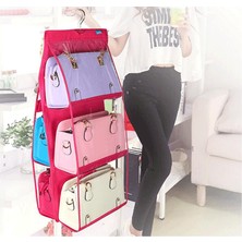 Pazarcan 6 Gözlü Pratik Dolap Içi Çanta Askılığı/organizer (Pembe)