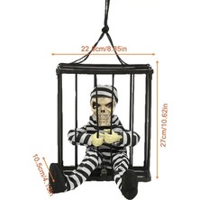 Pazarcan Hareketli Sensörlü Mahkum Görünümlü Kuru Kafa Iskelet Dekorasyon 22X27 cm