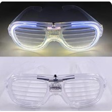 Pazarcan Beyaz LED Işıklı Parti Gözlüğü - Glow Şerit Gözlük 3 Modlu